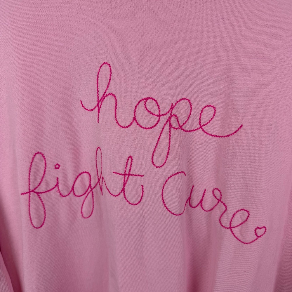 Crown & Ivy Pink Hope Fight Cure Embroidered Sweatshirt Sz 2X Comfy Cozy Graphic - Picture 2 of 8